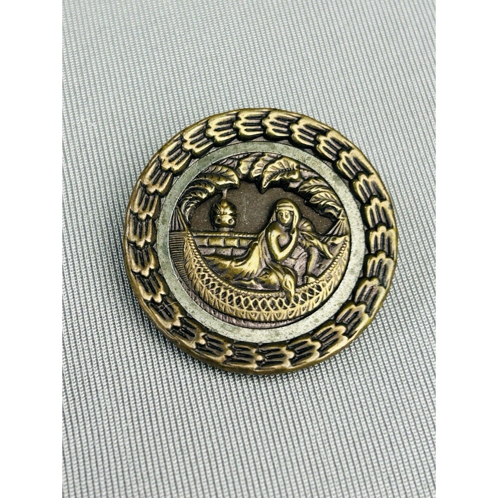 Cleopatra & The Asp Antique Metal Loop Picture Button